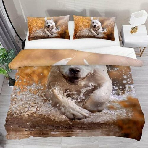 Labrador Retriever Dog Is Running Through A River Duvet Cover Bedding Sets
