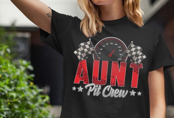 Race Car Birthday Party Racing Family Aunt Pit Crew T-Shirt