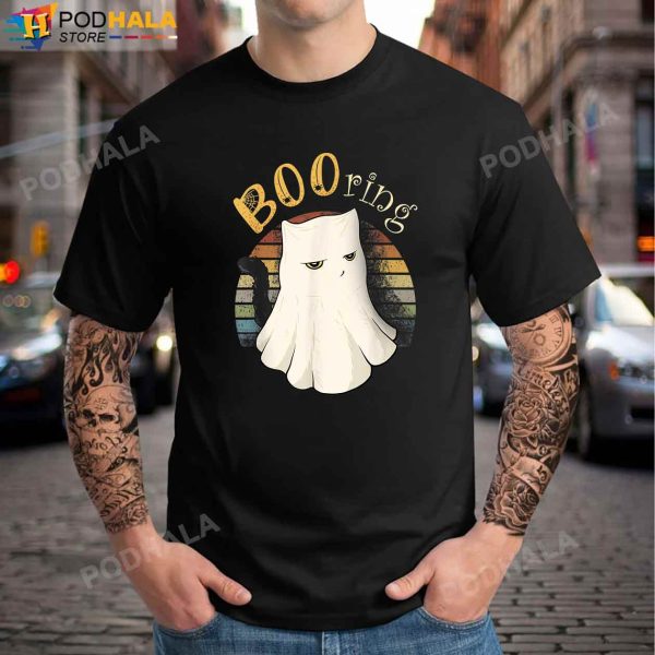 Funny Vintage Cat Booring Halloween T-Shirt, Halloween Gifts