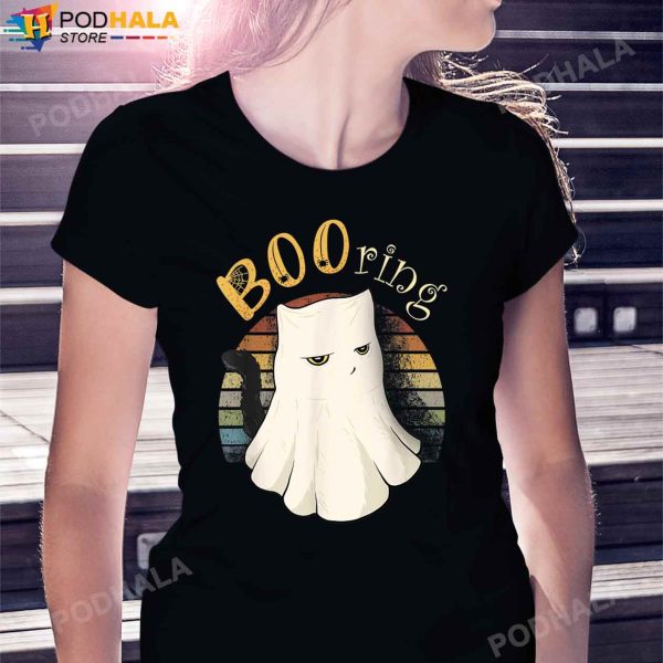 Funny Vintage Cat Booring Halloween T-Shirt, Halloween Gifts