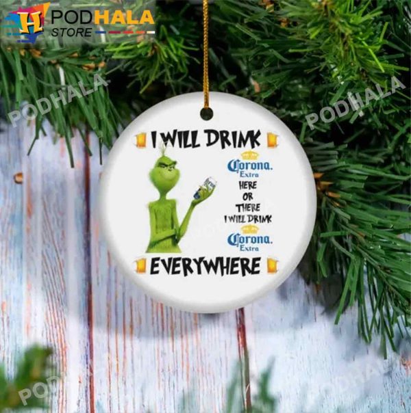 Grinch Christmas Ornaments, I Will Drink Corona Extra Beer Xmas Gifts