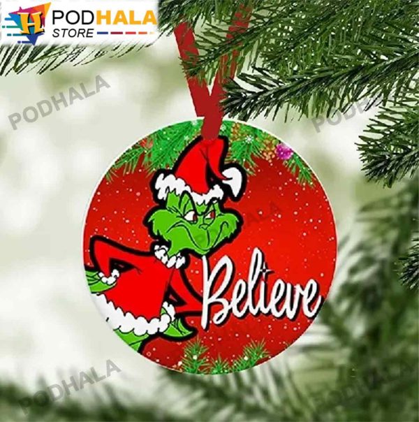 Grinch Christmas Ornaments, The Grinch Santa Claus Hat Believe Xmas Gifts