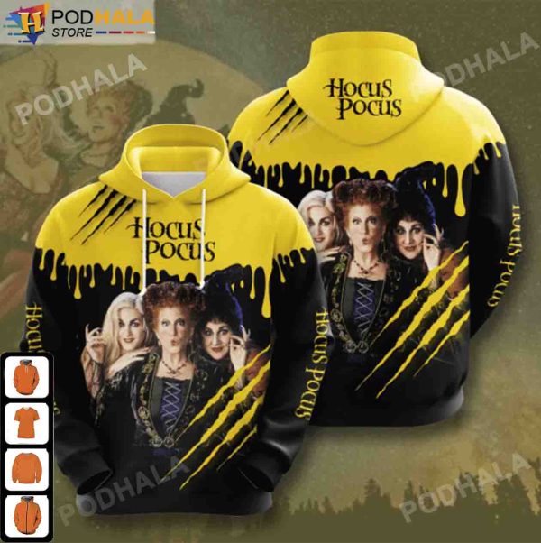 Hocus Pocus Costumes 3D Hoodie All Over Printed For Fan, Halloween Gifts