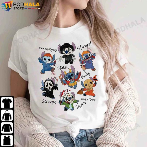 Horror Movie Characters Stitch Costume T-Shirt, Halloween Gifts