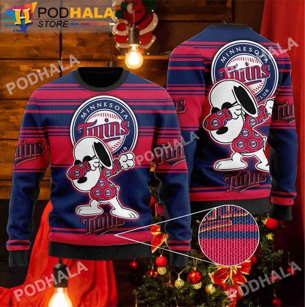 Minnesota Twins MLB Snoopy Lover Xmas Gifts Ugly Christmas Sweater