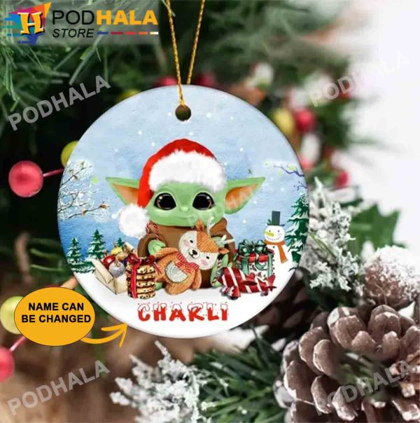 Personalized Baby Yoda Santa Xmas Gifts Custom Christmas Ornaments