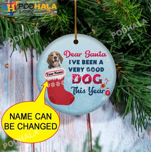 Personalized Dog Ornaments, Custom Beagle Ornaments