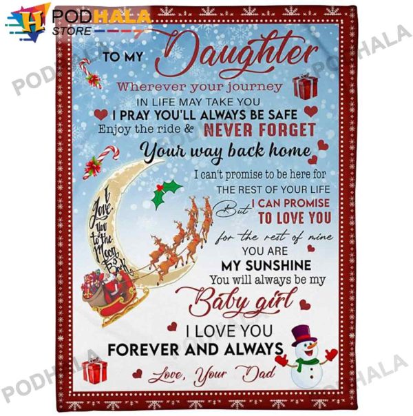 To My Daughter You Are My Sunshine Christmas Blanket For Daughter From Dad