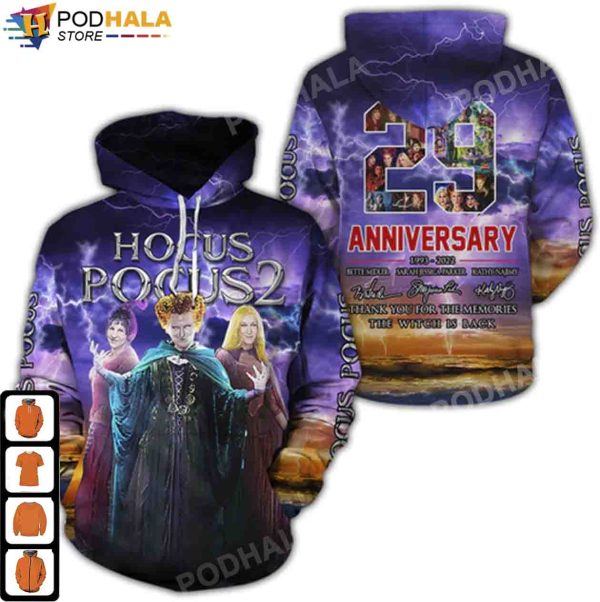 Hocus Pocus 2 29th Anniversary Hocus Pocus Costumes 3D Hoodie, Halloween Gifts