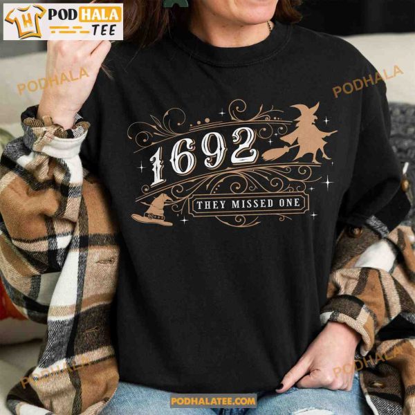 1692 They Missed One Salem Witch Sweatshirt, Retro Witch Salem Massachusetts Shirt