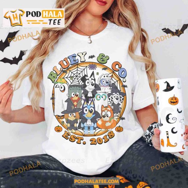 BIuey And Co Halloween Shirt, BIuey Halloween Costume, Vampire Witches Horror Sweatshirt
