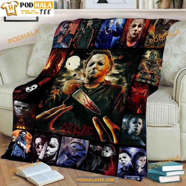 Custom Name Halloween Michael Myers Blanket, The Killers Fleece Quilt Gift