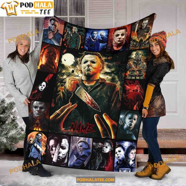 Custom Name Halloween Michael Myers Blanket, The Killers Fleece Quilt Gift