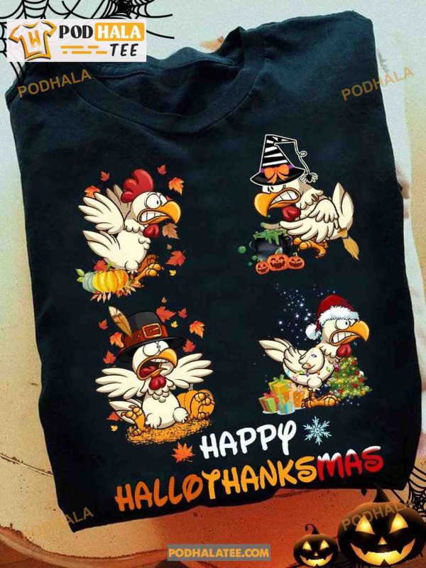 Happy Hallothanksmas Christmas Day Gift Halloween Chicken Costume Shirt