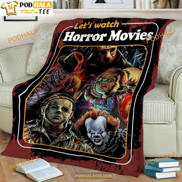 Let’s Watch Scary Movie Halloween Michael Myers Blanket, Serial Killers Quilt