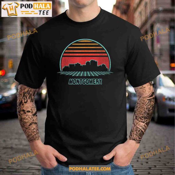Montgomery City Skyline Retro Vintage 80s Style Trending Shirt