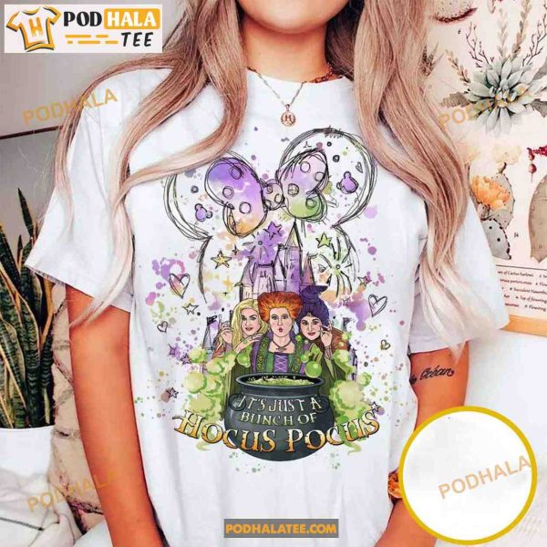 Watercolor Disney Castle Hocus Pocus Halloween Shirt, Sanderson Sisters Shirt