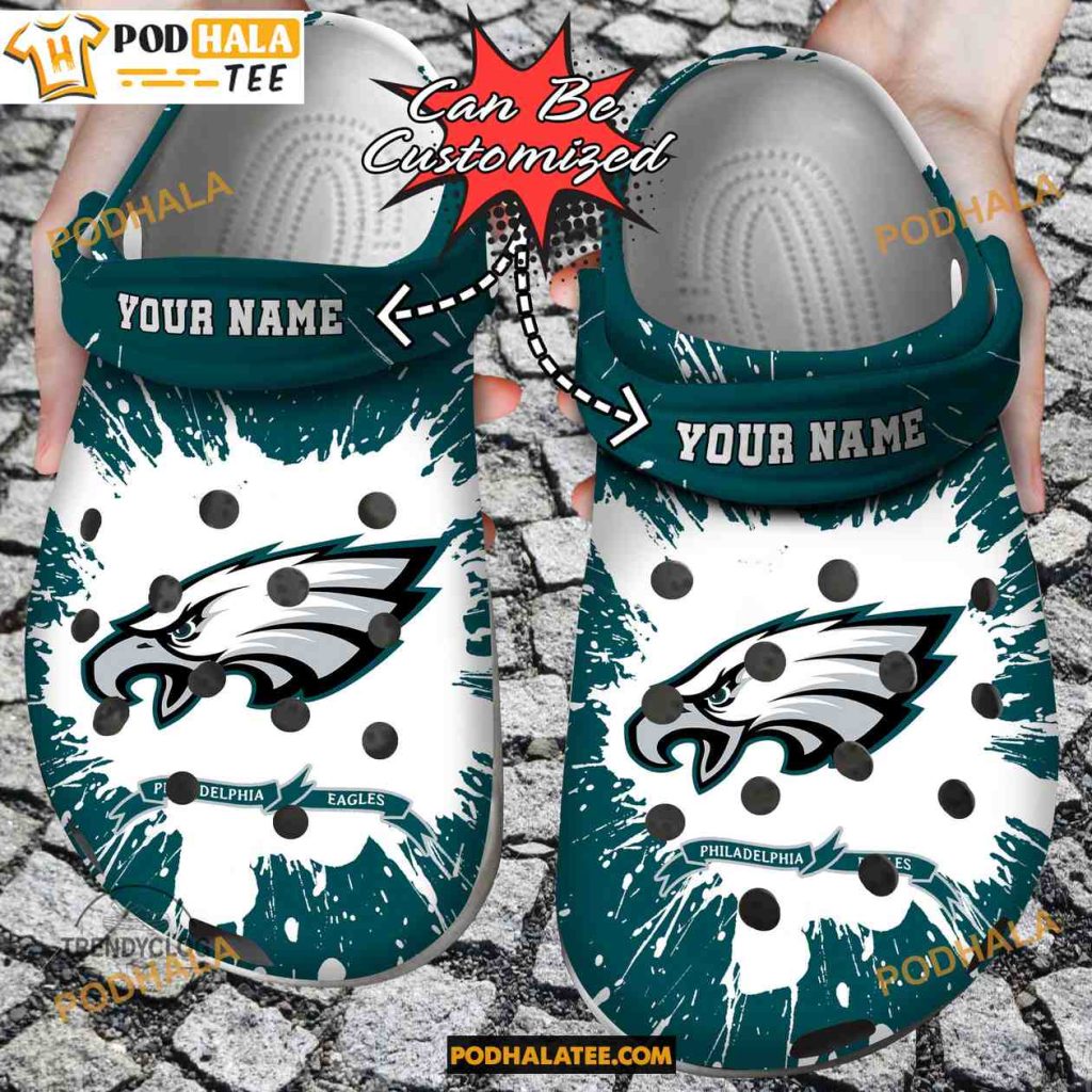 Football Custom Name Philadelphia Eagles Crocs Team Clog Shoes