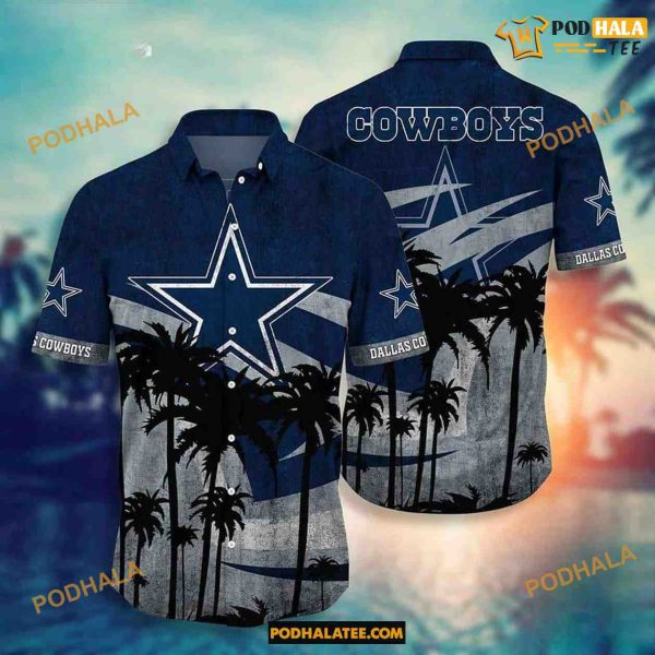 NFL Dallas Cowboys Hawaiian Button Up Shirt Tropical Pattern Summer Beach Gift