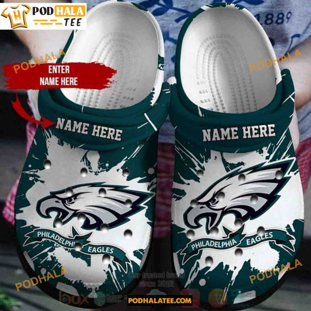 Philadelphia Eagles Crocs NFL Custom Name Clog Shoes