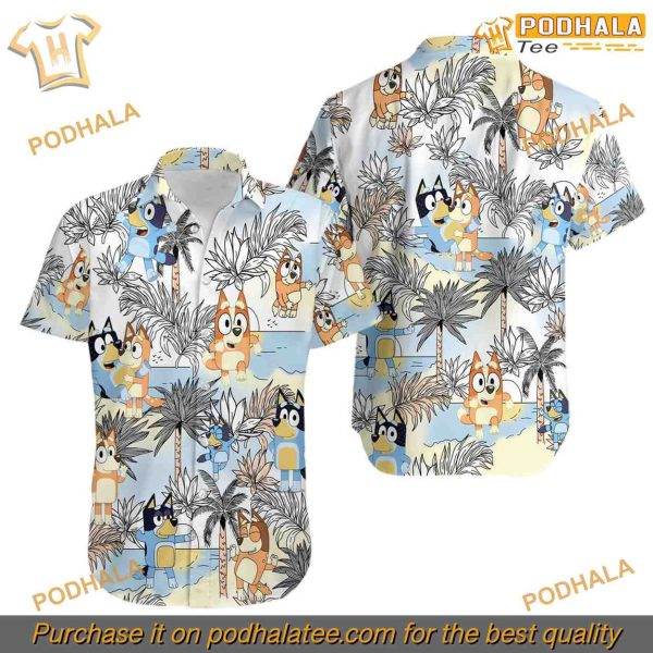 BlueyDad Hawaiian Shirt, Adult Bluey Themed Summer Wear