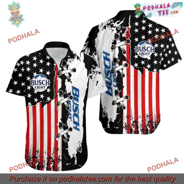 Busch Light American Flag Hawaiian Shirt, Patriotic Beer Fashion