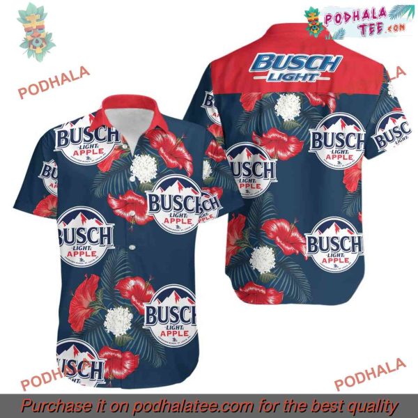 Busch Light Apple Flower Hawaiian Shirt, Unisex Beer Fashion