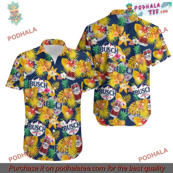 Busch Light Apple Print Hawaiian Shirt, Casual Beer Apparel