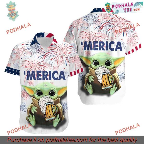 Busch Light Baby Yoda Beer Hawaiian Shirt, Unique Fun Design