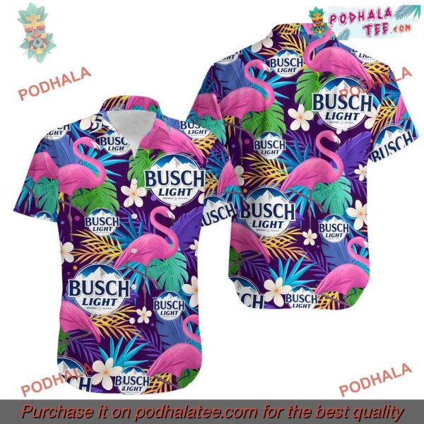 Busch Light Flamingo Hawaiian Shirt, Unisex Summer Style