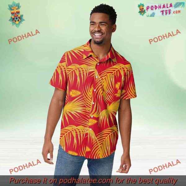Button Up Styled Chiefs Hawaiian Shirt, Unisex KC Chiefs Apparel