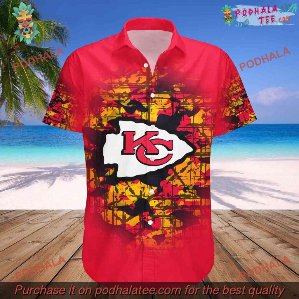 Camouflage Vintage Hawaii Shirt, Chiefs NFL Style KC Chiefs Clothing