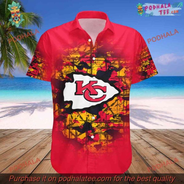 Camouflage Vintage Hawaii Shirt, Chiefs NFL Style KC Chiefs Clothing