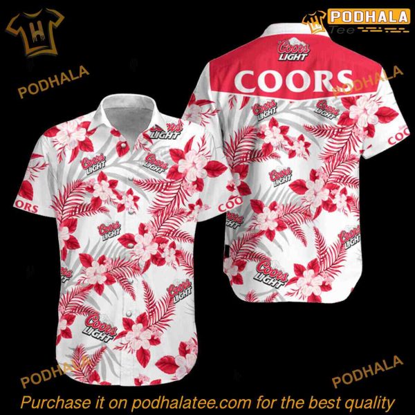 Coors Light Hawaiian Shirt, Tropical Flowers Print, Ideal Beer Fan Present