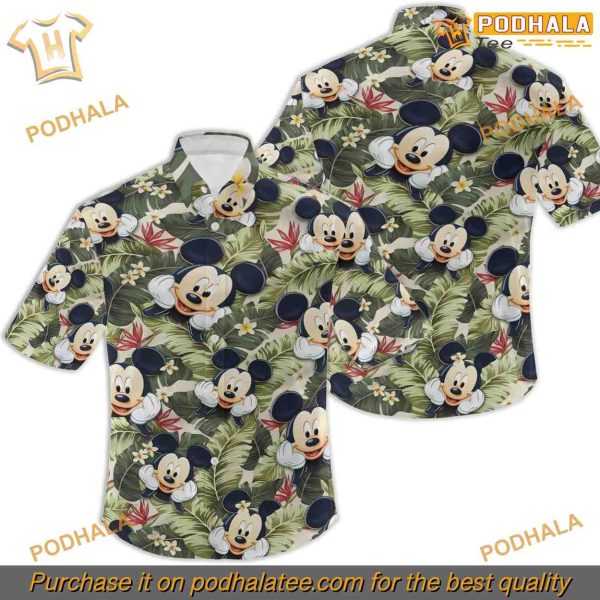 Cute Mickey Mouse Floral Hawaiian Shirts, Gifts for Disney Lovers