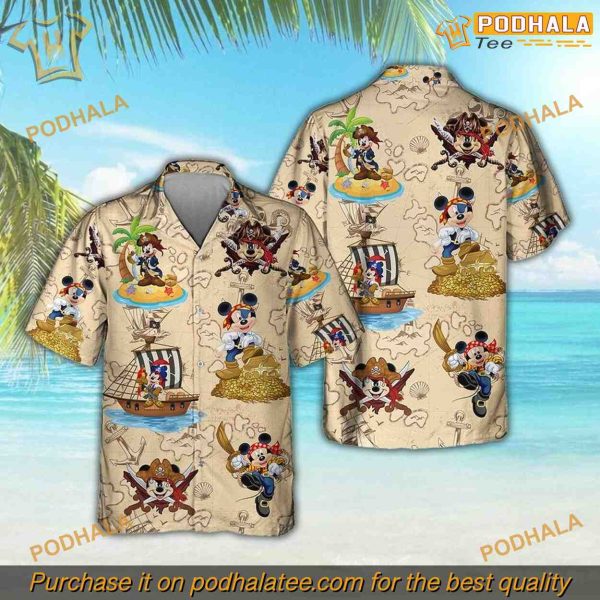 Disney Mickey Hawaiian Shirt, Pirate Mickey Pattern, Disney Gifts for Adults