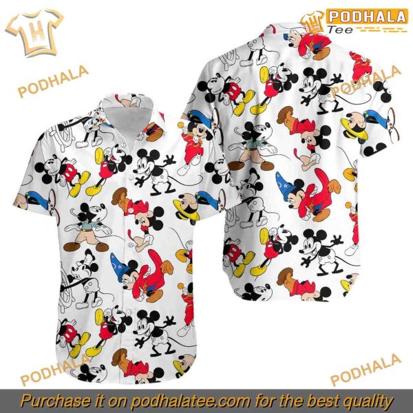 Disney Mickey Mouse Floral Aloha Shirt, Perfect Gift for Disney Enthusiasts
