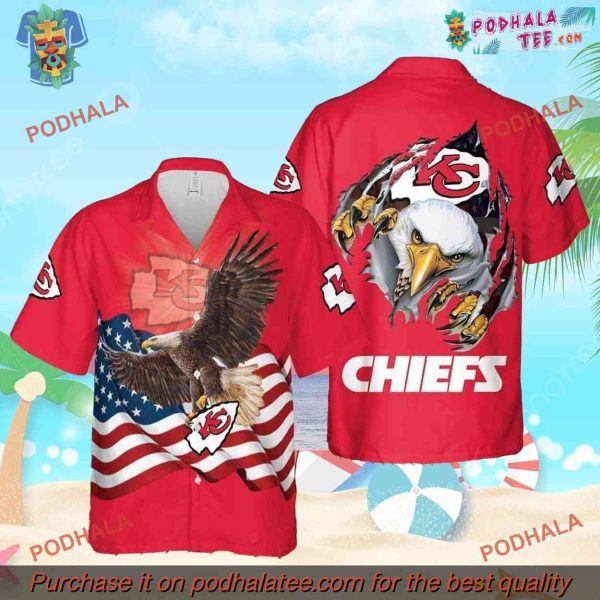 Eagle US Flag Independence Day Chiefs Hawaiian Shirt, KC Chiefs Presents