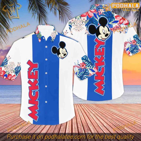 Floral Stripe Mickey Disney Hawaiian Shirt, Stylish Disney Wear