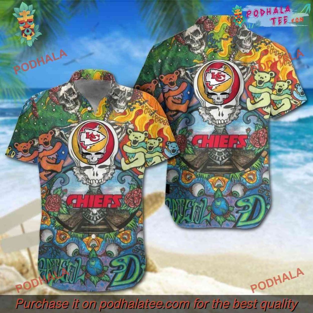 Grateful Dead NFL Gift Chiefs Hawaiian Shirt, Fan Graphic Print