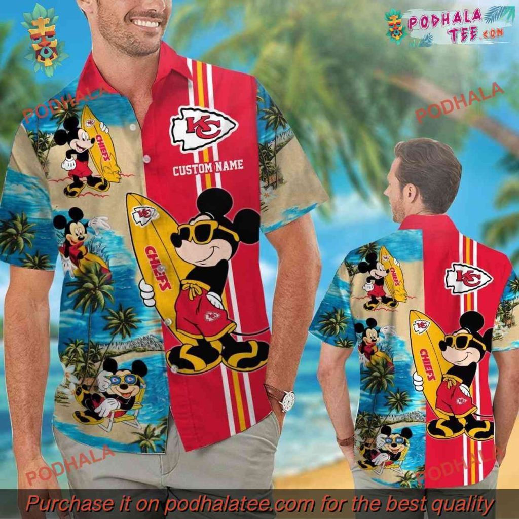 Kansas City Chiefs Mickey Personalized Tropical Shirt, Chiefs Aloha Wear