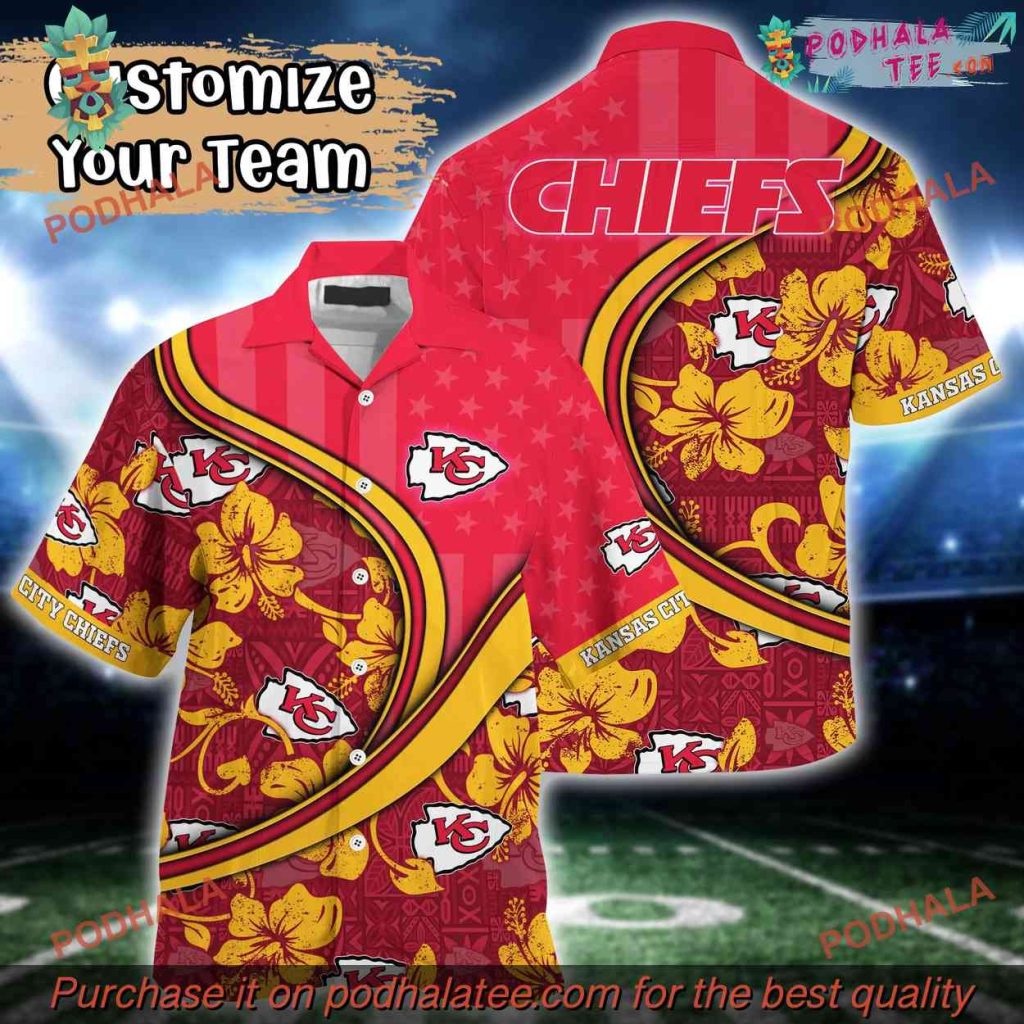 Kansas City Chiefs NFL US Flag Hawaiian Shirt, Summer Chiefs Apparel