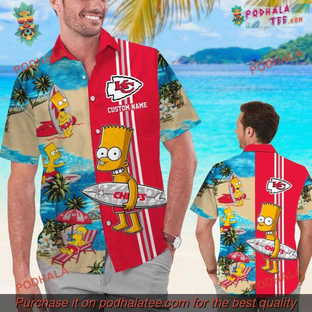 Kansas City Chiefs Simpsons Personalized Tropical Hawaiian Shirt, Unique Apparel