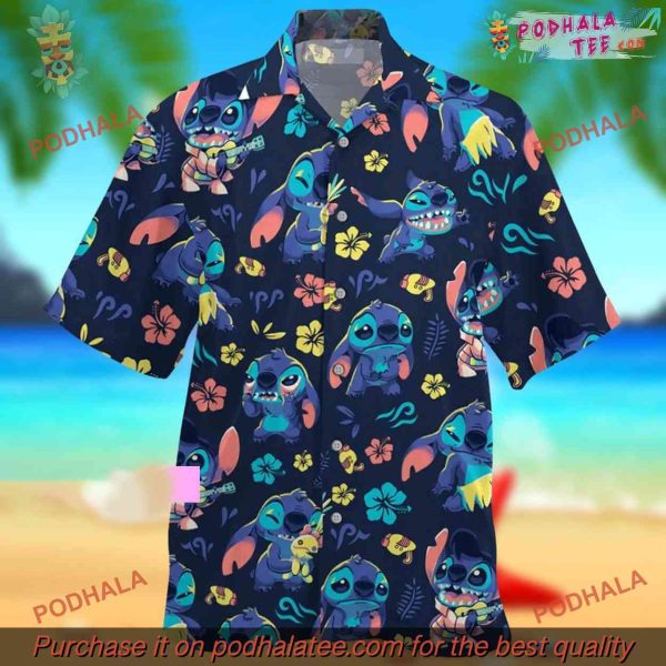 Lilo Stitch Beach Shirt, Disney Hawaiian Casual Wear
