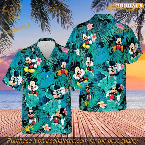 Mickey Cartoon Character Beach Shirt, Disney Hawaiian Shirt Style