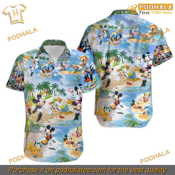 Mickey Disney Summer Sleeve Aloha Shirt, Tropical Hawaiian Shirt Wear