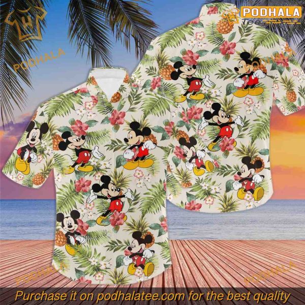 Mickey Mouse Hawaiian Shirt Summer Button Up, Mickey Mouse Pineapple Fruit Tropical