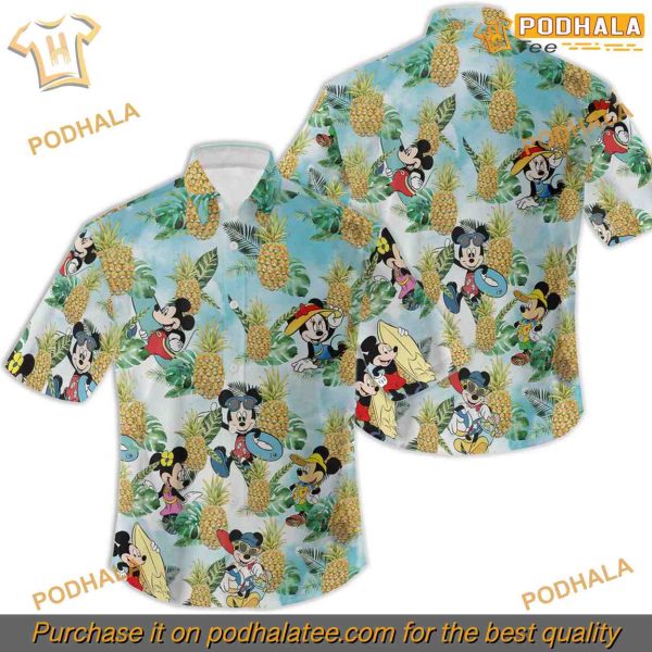 Mickey Mouse Pineapple Fruit Tropical Hawaiian Shirt, Disney Summer Button Up Shirt