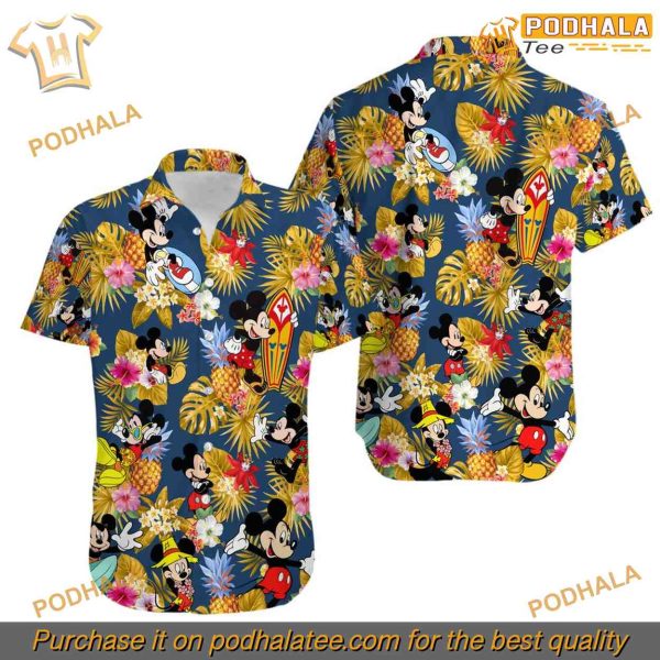 Mickey Mouse Surfing Hawaiian Shirt, Disney Related Gifts, Tropical Disney Style