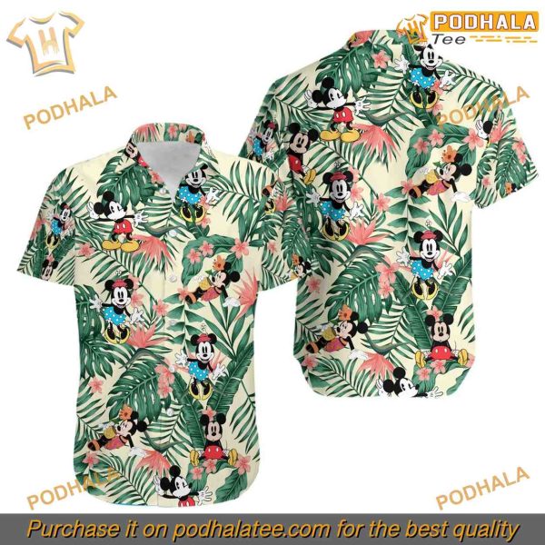 Mickey Print Tropical Shirt, Disney Vacation Hawaiian Shirt